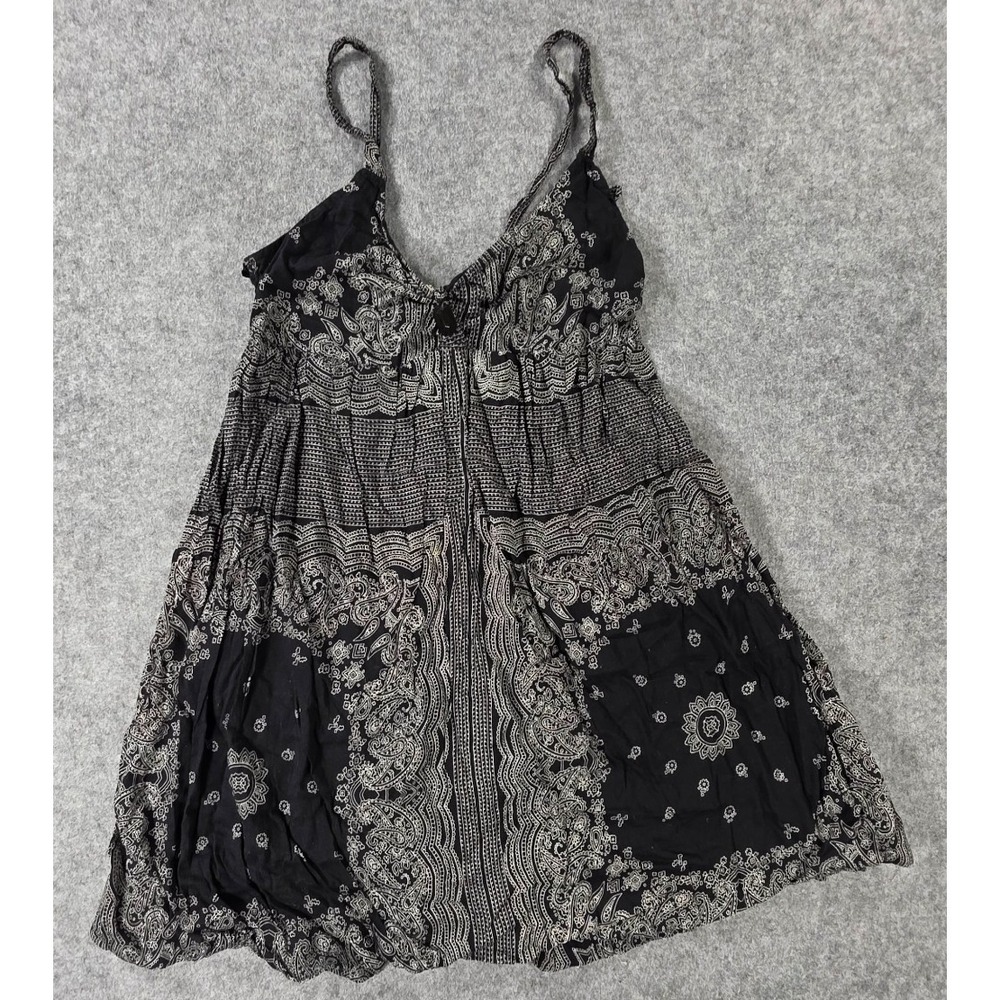 Blue Plate Womens Bubble Dress Top Tank Shirt Bandana Black White Boho Y2K XL